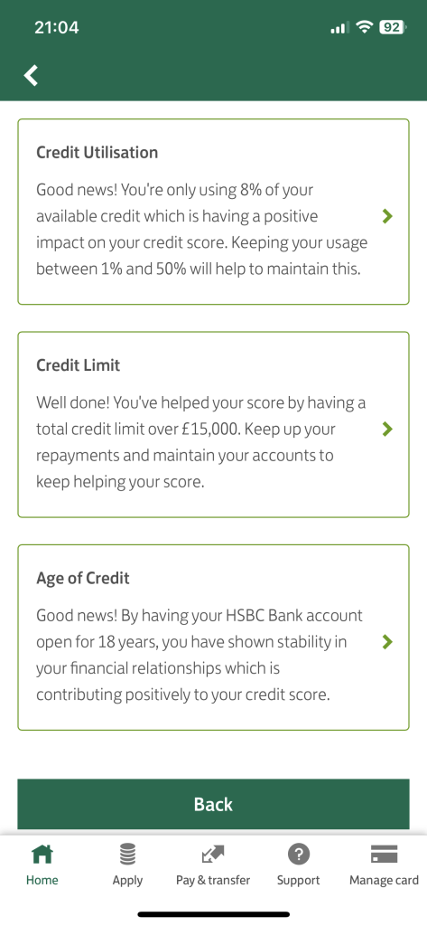 Look at information about the credit score